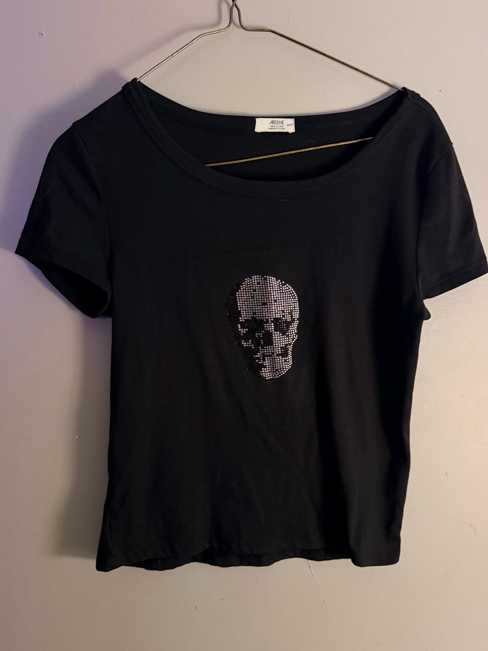 Ardene rhinestone Skull design baby tee tshirt gothic